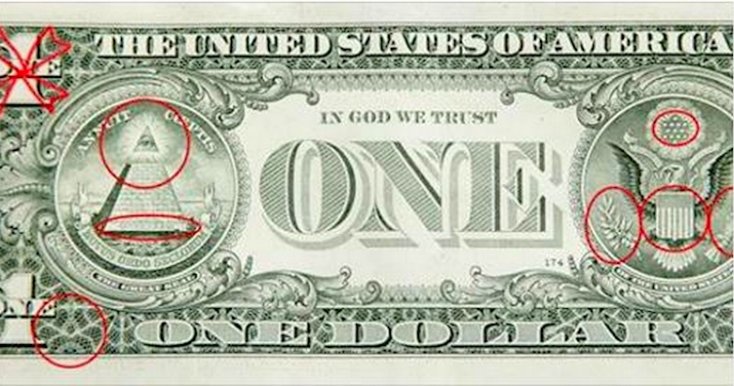 Masones y los símbolos en el billete de un dólar.